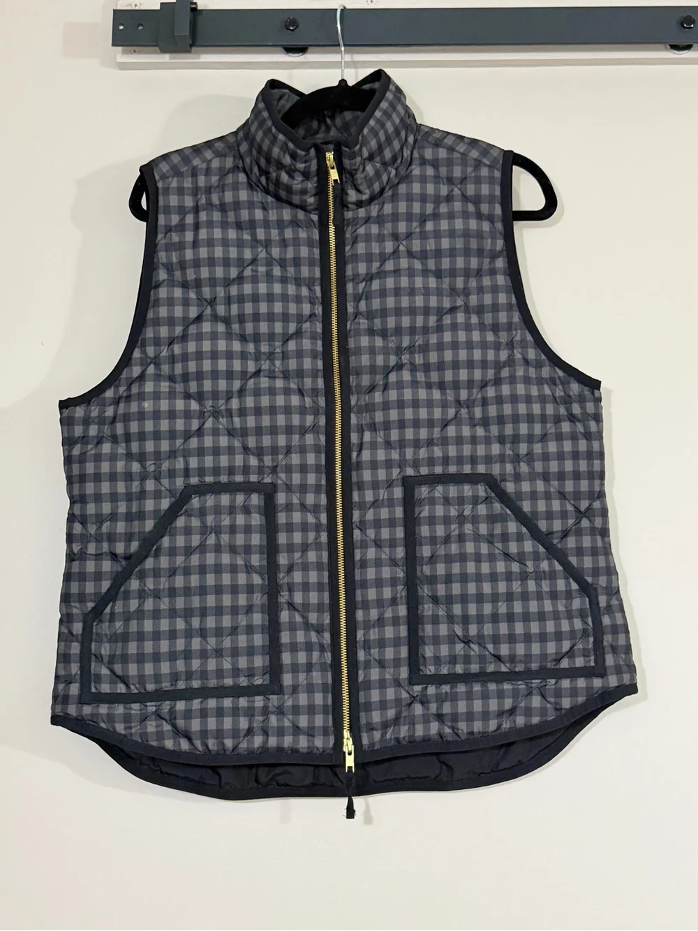 J.CREW Women's Quilted Gingham Vest, sz L